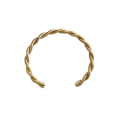 Trendy Gold Twist Cuff Bracelet 316L Stainless Steel Bangles for Women