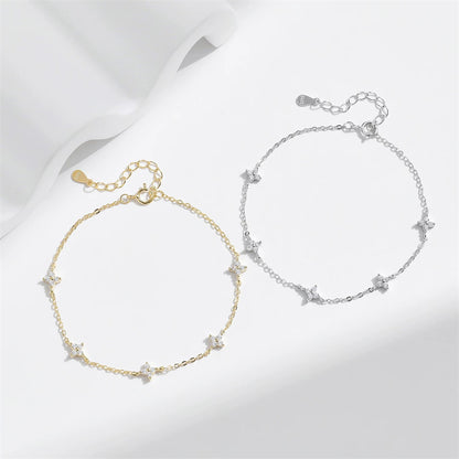 Crystal Flower Stainless Steel Bracelet Korean Fashion Jewelry for Women