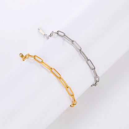 Skyrim Friendship Paperclip Link Chain Women Girls Stainless Steel Gold Color Bracelets 2025 Minimalist Jewelry Valentine Gift