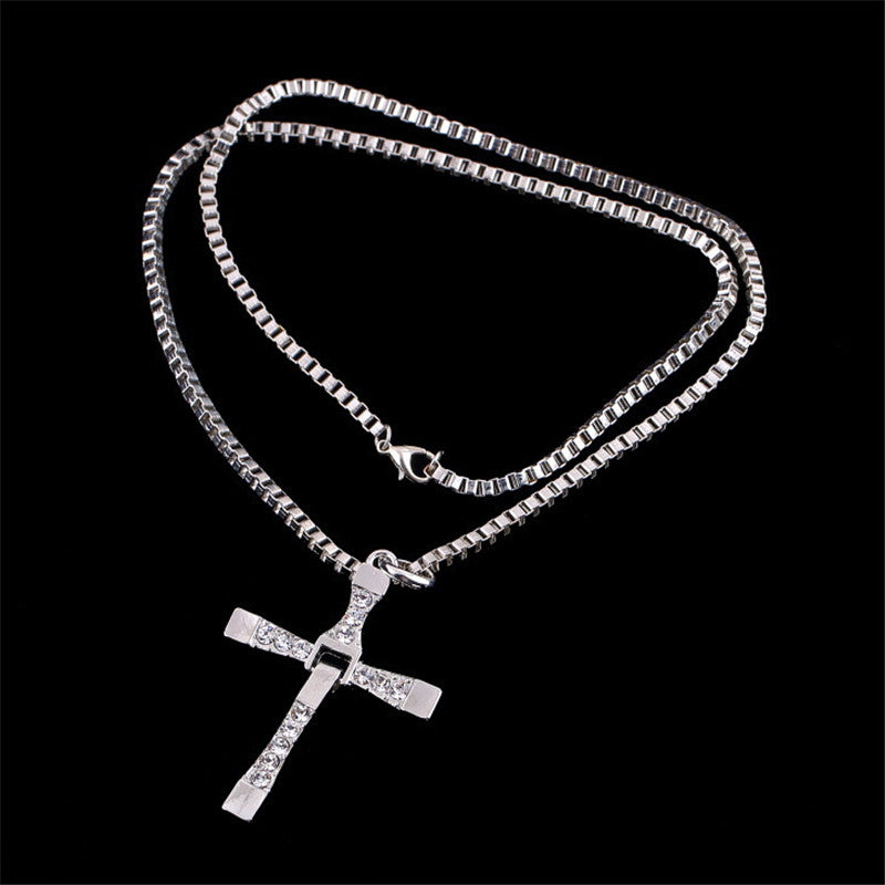 Vin Diesel Dominic Toretto Crystal Cross Pendant Men’s Jewelry Gift