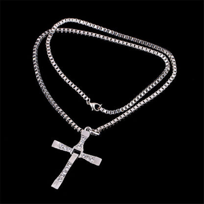 Vin Diesel Dominic Toretto Crystal Cross Pendant Men’s Jewelry Gift