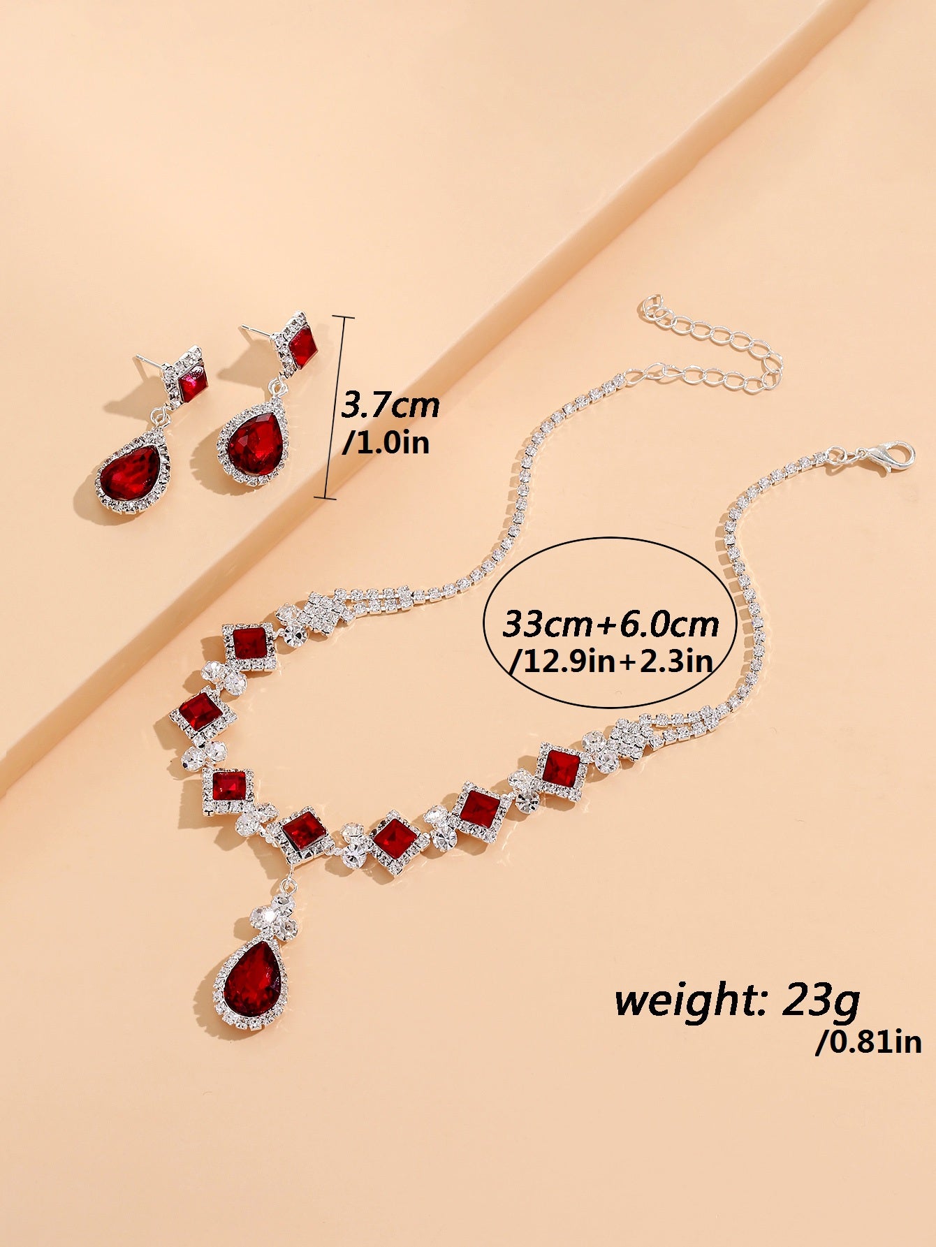3-Piece Women's Geometric Droplet Earrings and Necklace Set Wedding Party