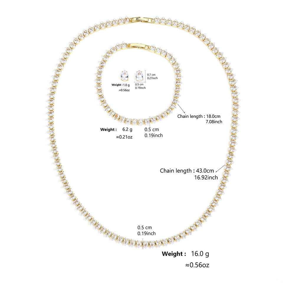 ZAKOL Water Drop Zirconia Jewelry Set Necklace, Earrings & Bracelet