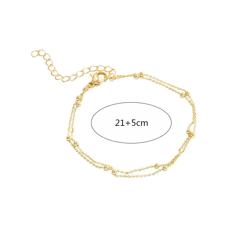 Double Layer Beaded Bracelet Women’s Gold Chain Jewelry