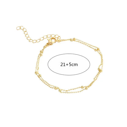 Double Layer Beaded Bracelet Women’s Gold Chain Jewelry