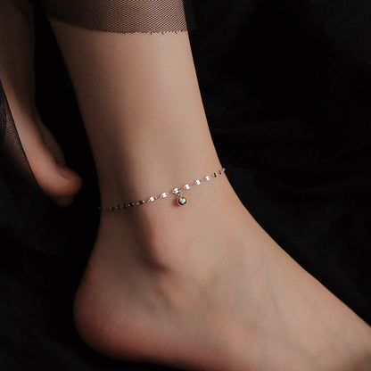 Minimalist Silver Beads Anklet for Women Summer Beach Daily Jewelry