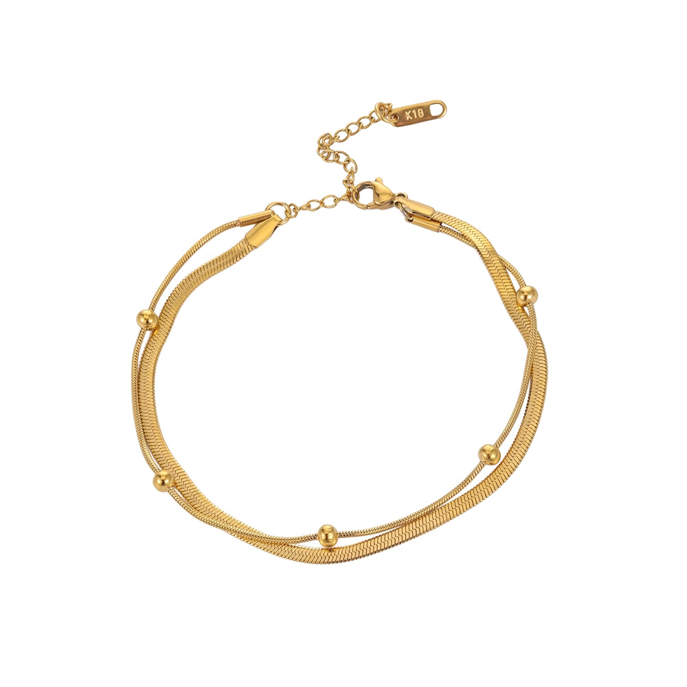 316L Stainless Steel Gold Anklet Double-Layer Leg Chain for Women