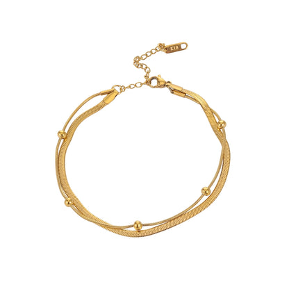 316L Stainless Steel Gold Anklet Double-Layer Leg Chain for Women