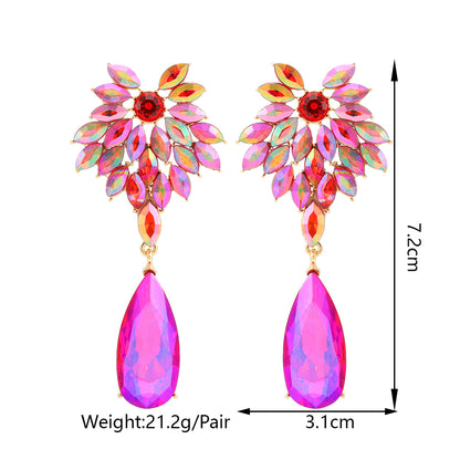 Elegant Leaf Teardrop Earrings Sparkly Crystal Dangle Jewelry for Women