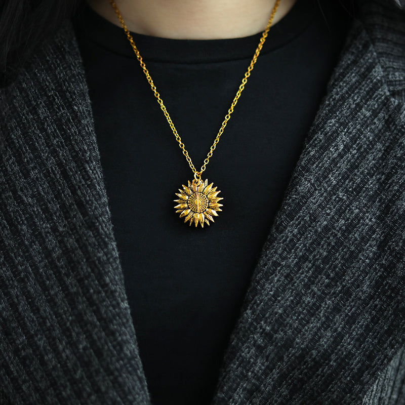 Sunflower Necklaces For Women Stainless Steel Open Locket You are My Sunshine Sunflower Necklace Birthday Party Jewelry Gift BFF
