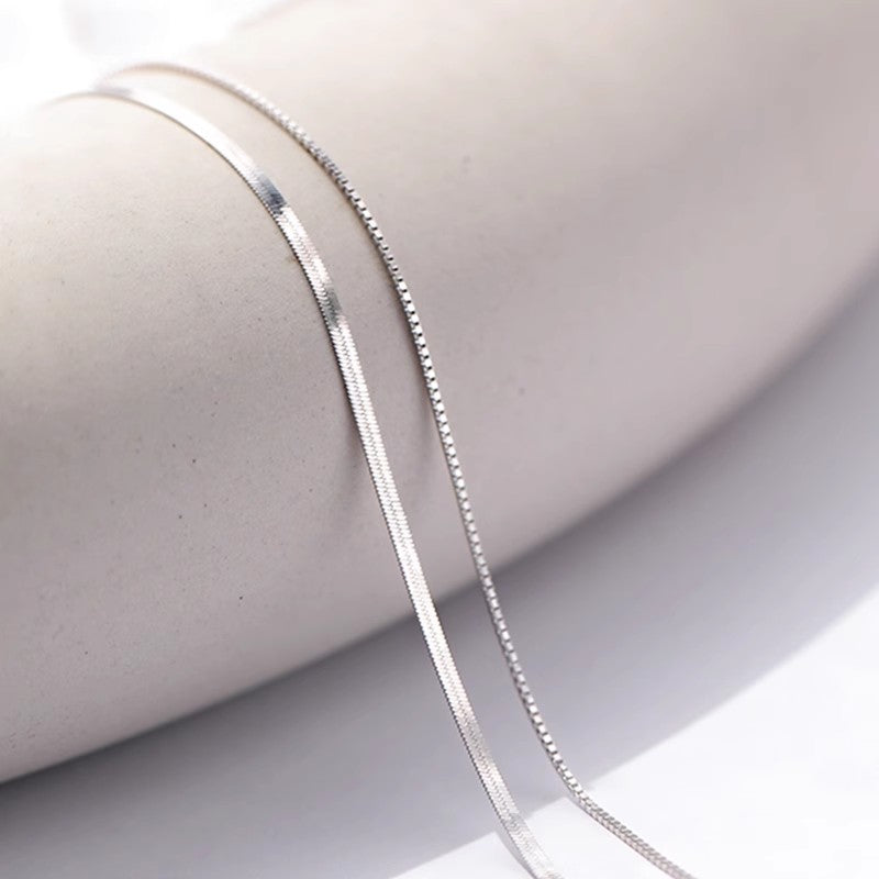 2025 S925 Silver Double Layer Box Chain Snake Clavicle Chain Necklace Female Fashion Hip-hop Retro Unique Design Fine Jewelry