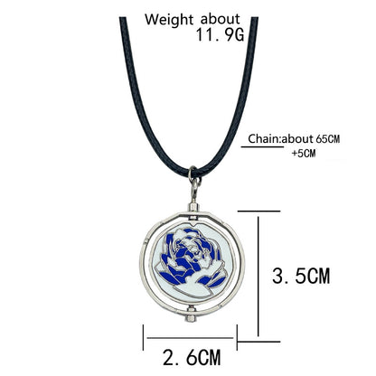 Anime League Of Legends Arcane Jinx Ekko Rotatable Blue Rose Pendant Necklace Lovers Friends Wearing Chain Necklace Jewerly