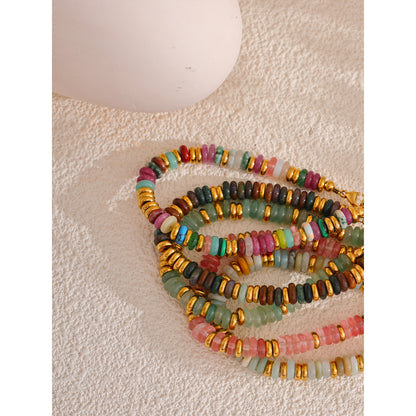 Handmade Colorful Stone Beads Bracelet Waterproof Y2K Trend Jewelry