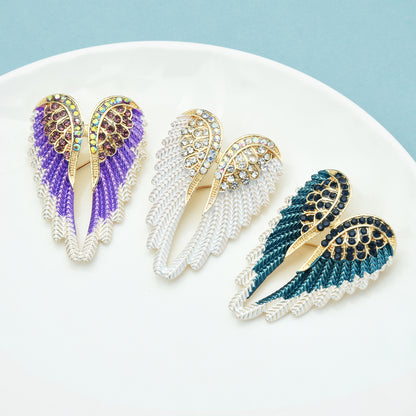 Wuli&Baby Rhinestone Angel Wings Brooch Pin 4 Colors