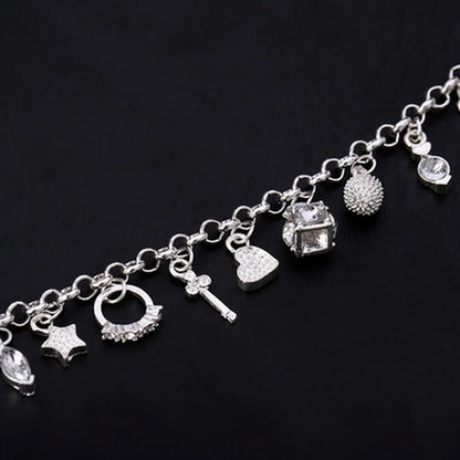 925 Sterling Silver Charm Bracelet 13 Pendant Chain Jewelry for Women