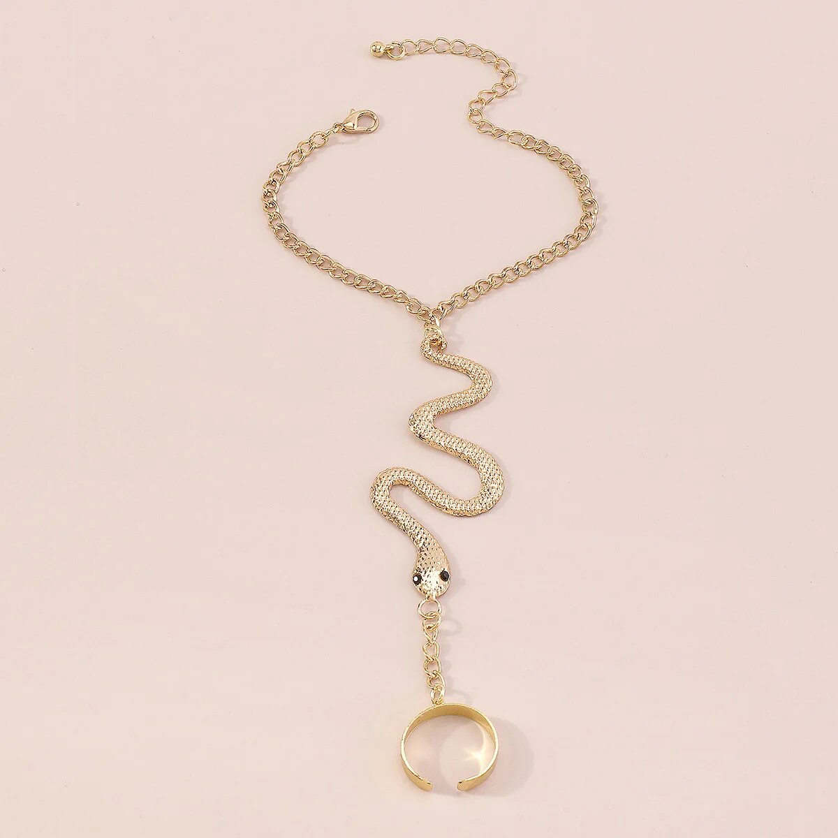 Goth Snake Finger & Bracelet Ring Vintage Tassel Jewelry for Women