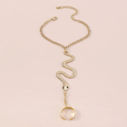 Goth Snake Finger & Bracelet Ring Vintage Tassel Jewelry for Women