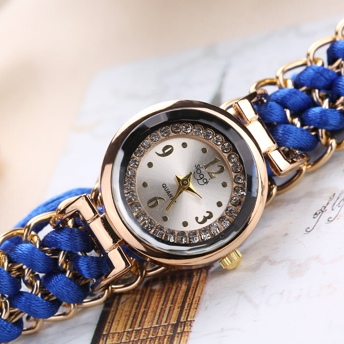 Personalized DIY Rhinestone Women's Bracelet Quartz Retractable Watch