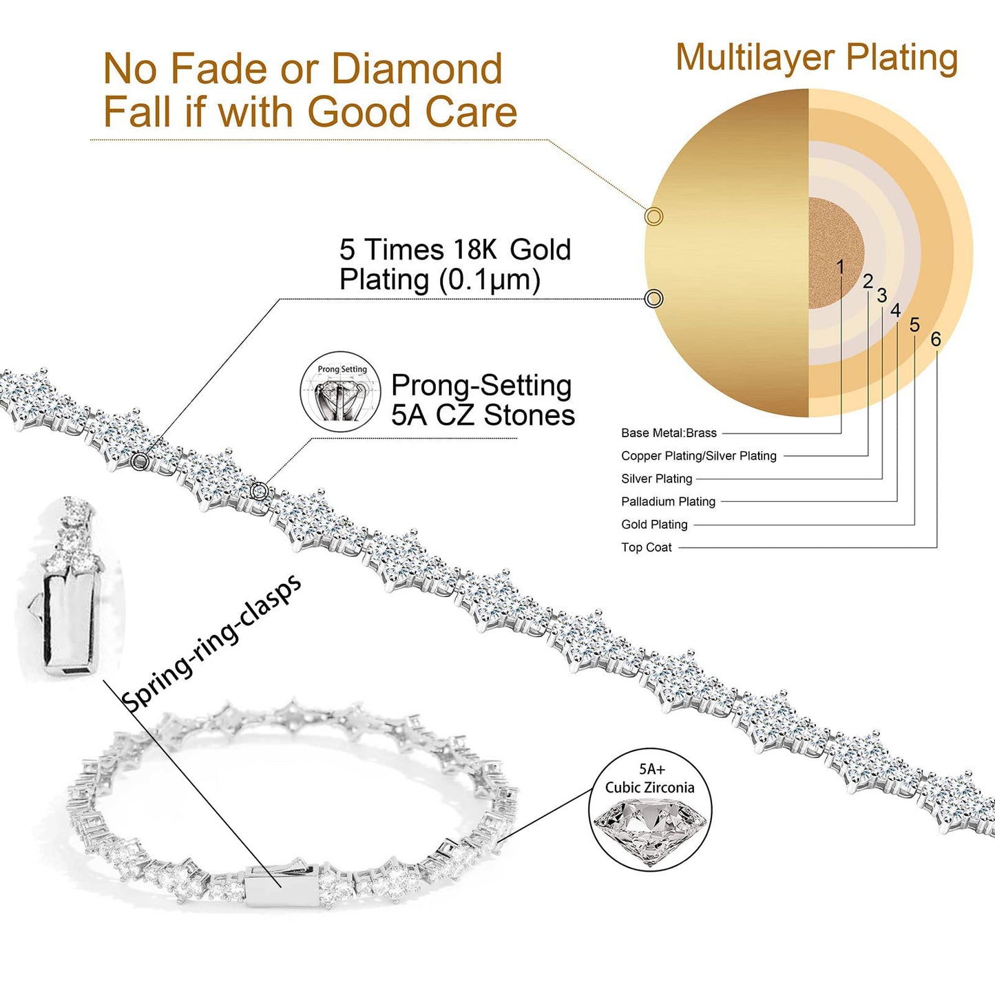 Iced Out Cubic Zirconia Tennis Bracelet Layering Bracelets Trendy Stuff for Men Women