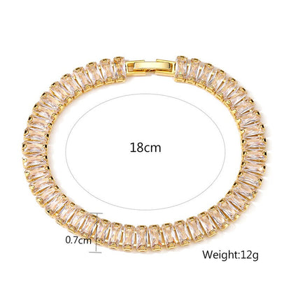 Korean Style Rectangle Zirconia Tennis Bracelet Gold Women’s Jewelry