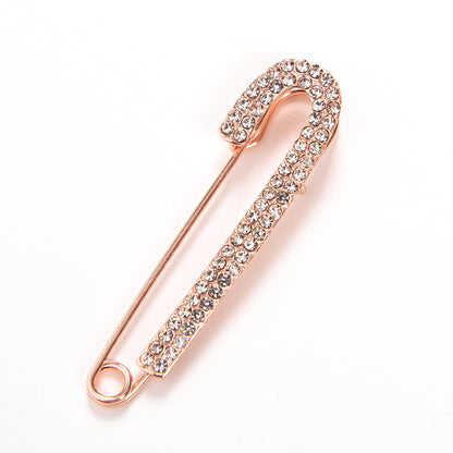 Large Safety Pin Brooch Vintage Crystal Rhinestone Pin for Women