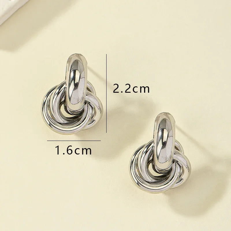 Gold Silver Color Knot Hoop Earring for Women Fashion Shiny Plating Trendy Twist Stud Earring Stud Cute Daily Wear Jewelry