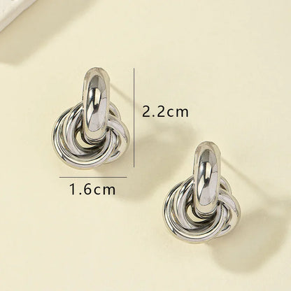 Gold Silver Color Knot Hoop Earring for Women Fashion Shiny Plating Trendy Twist Stud Earring Stud Cute Daily Wear Jewelry