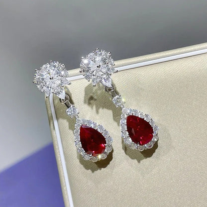 Women’s Red Drop Earrings Creative Attractive Wedding Jewelry Gift