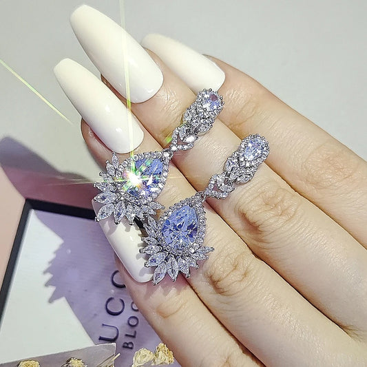 Silver Color Luxury Vintage Dangle Drop Earrings for Women Korean Fashion Gift Jewelry