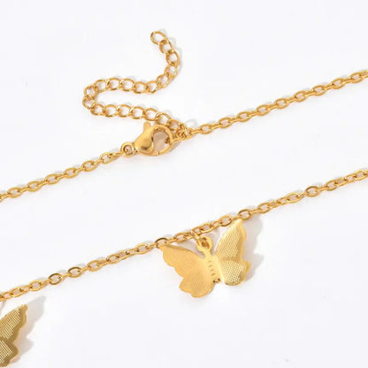 Punk Butterfly Choker Necklace Gold Stainless Steel Statement Jewelry for Women