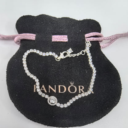 Authentic Pandora Sparkling Halo Tennis Bracelet – 925 Sterling Silver