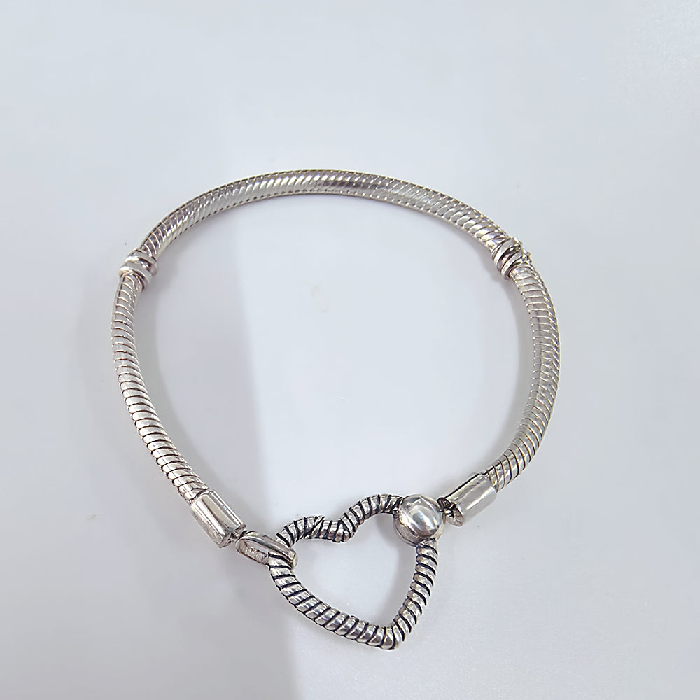 Authentic Pandora Domed Golden Heart Snake Chain Bracelet