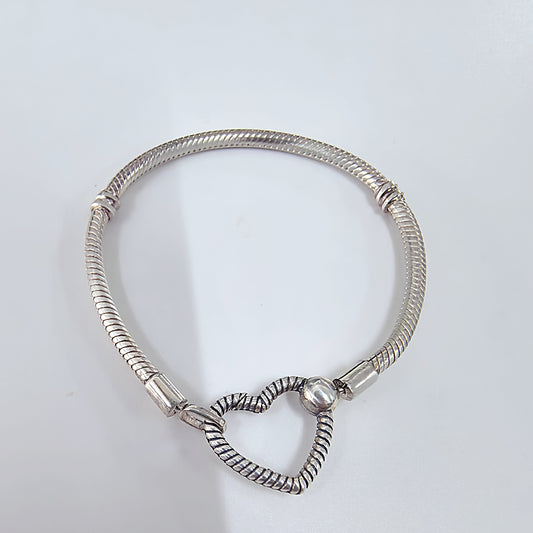 Authentic Pandora Domed Golden Heart Snake Chain Bracelet