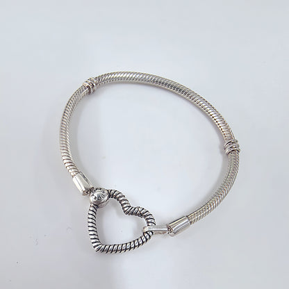 Authentic Pandora Domed Golden Heart Snake Chain Bracelet