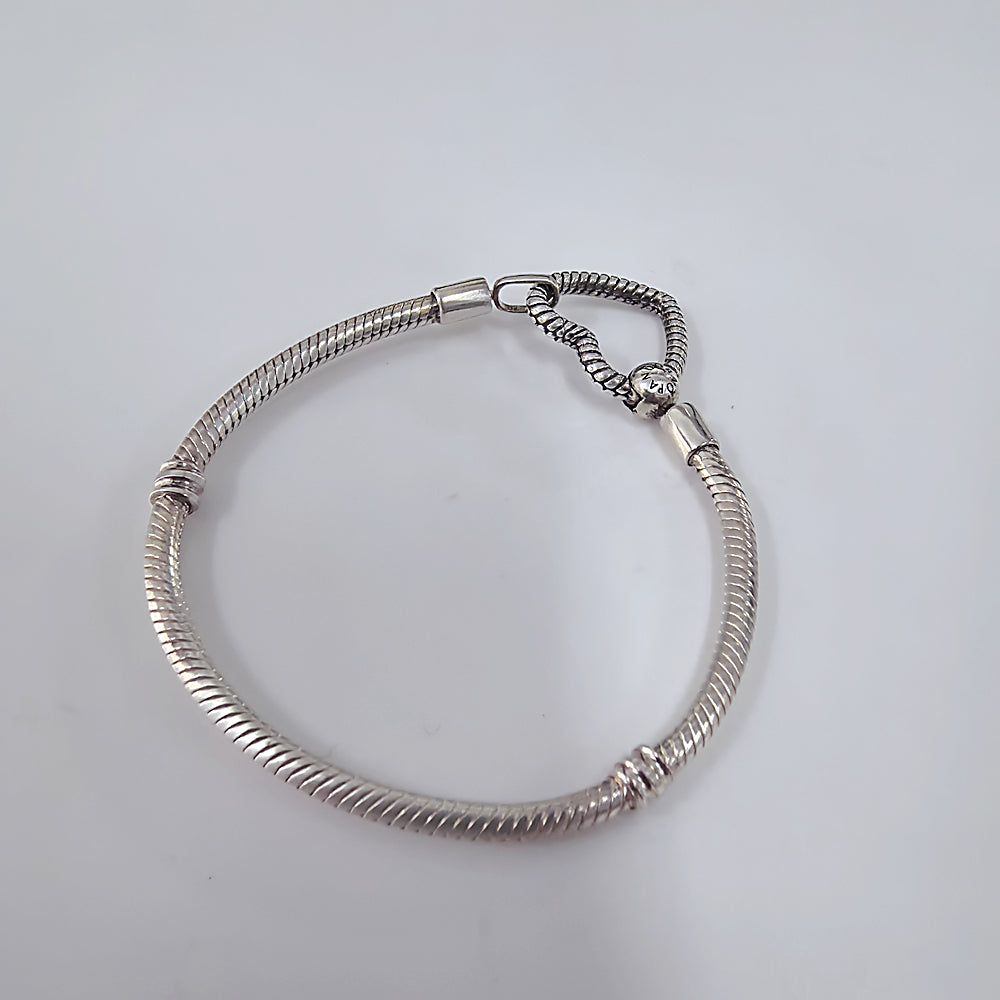 Authentic Pandora Domed Golden Heart Snake Chain Bracelet