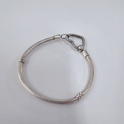 Authentic Pandora Domed Golden Heart Snake Chain Bracelet