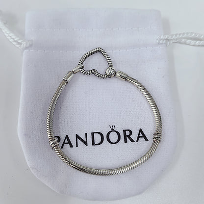 Authentic Pandora Domed Golden Heart Snake Chain Bracelet
