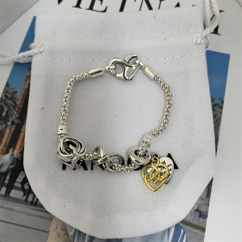 Pandora Moments Studded Chain Bracelet with Heart Clasp – Authentic New Release