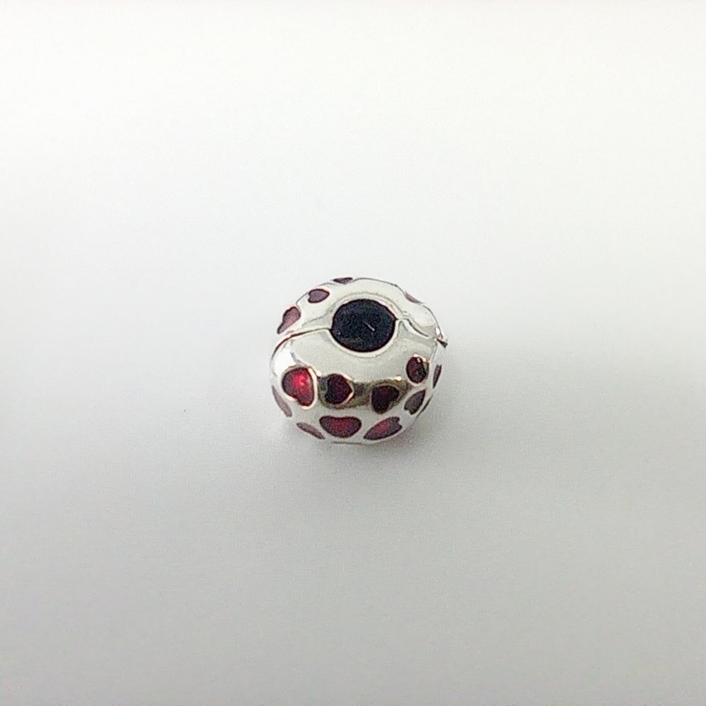 Authentic Pandora Sterling Silver Hearts Round Clip Charm