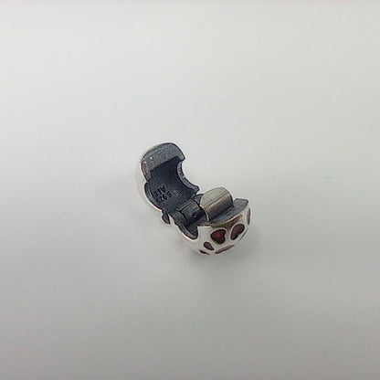 Authentic Pandora Sterling Silver Hearts Round Clip Charm