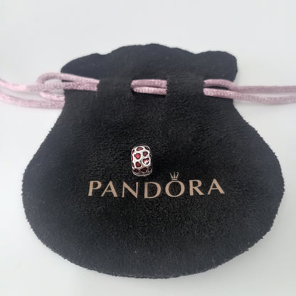Authentic Pandora Sterling Silver Hearts Round Clip Charm