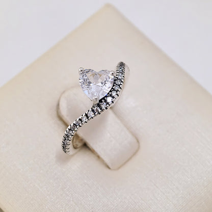 Pandora Wavy Pavé Heart Ring | Sterling Silver S925 ALE