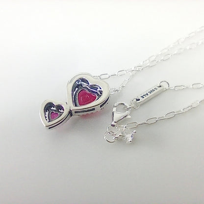 Authentic Pandora Red Halo Hearts Pendant Necklace – Sterling Silver, 60cm