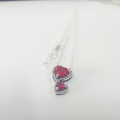 Authentic Pandora Red Halo Hearts Pendant Necklace – Sterling Silver, 60cm