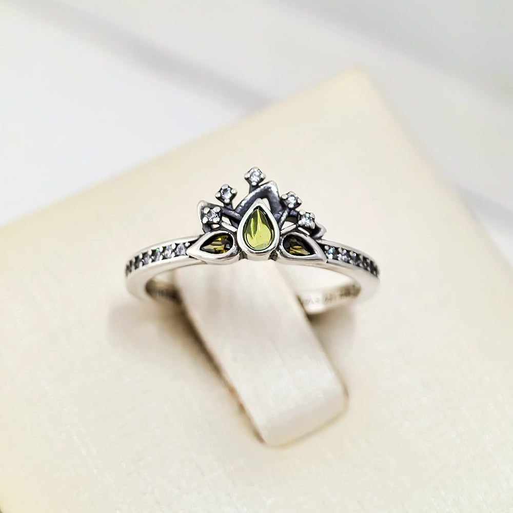 Women’s DIY Silver Ring Light Gold Crown & Bow with Stones