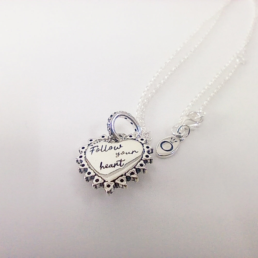 Authentic Pandora Red Heart Pendant Necklace Gift Set – Sterling Silver, 45cm