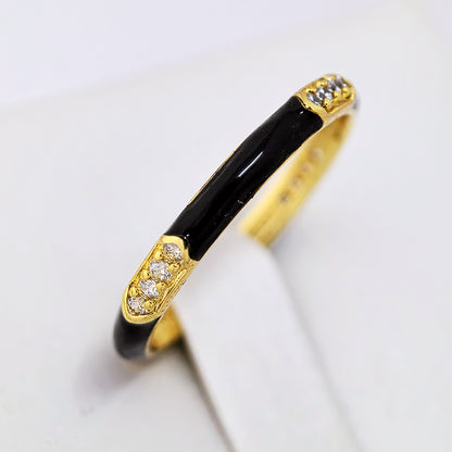 Pandora ME Black Enamel & Stones Ring | Sterling Silver S925 ALE