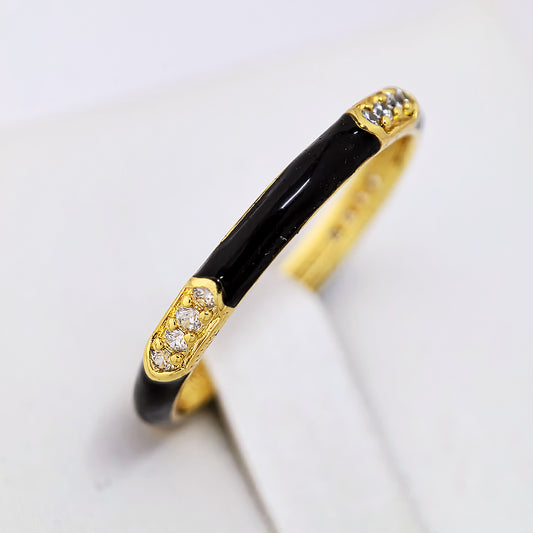 Pandora ME Black Enamel & Stones Ring | Sterling Silver S925 ALE