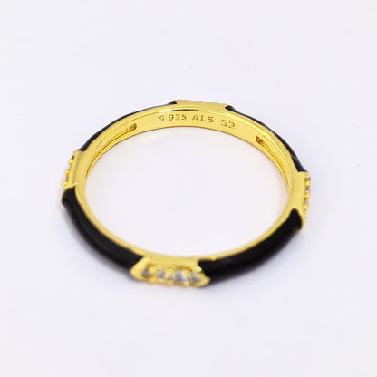 Pandora ME Black Enamel & Stones Ring | Sterling Silver S925 ALE