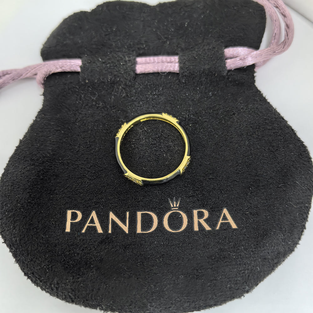 Pandora ME Black Enamel & Stones Ring | Sterling Silver S925 ALE